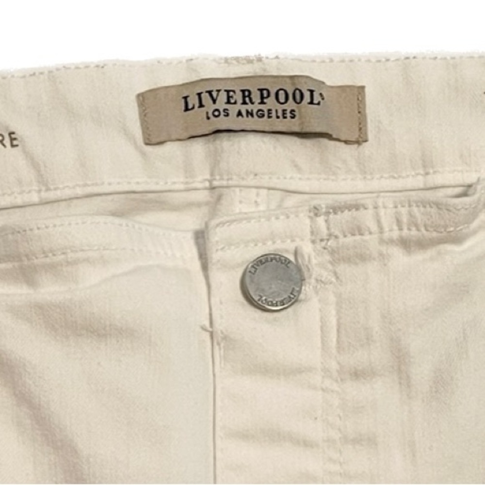 Liverpool White Cropped Flare Stretch Jeans Size 14/32